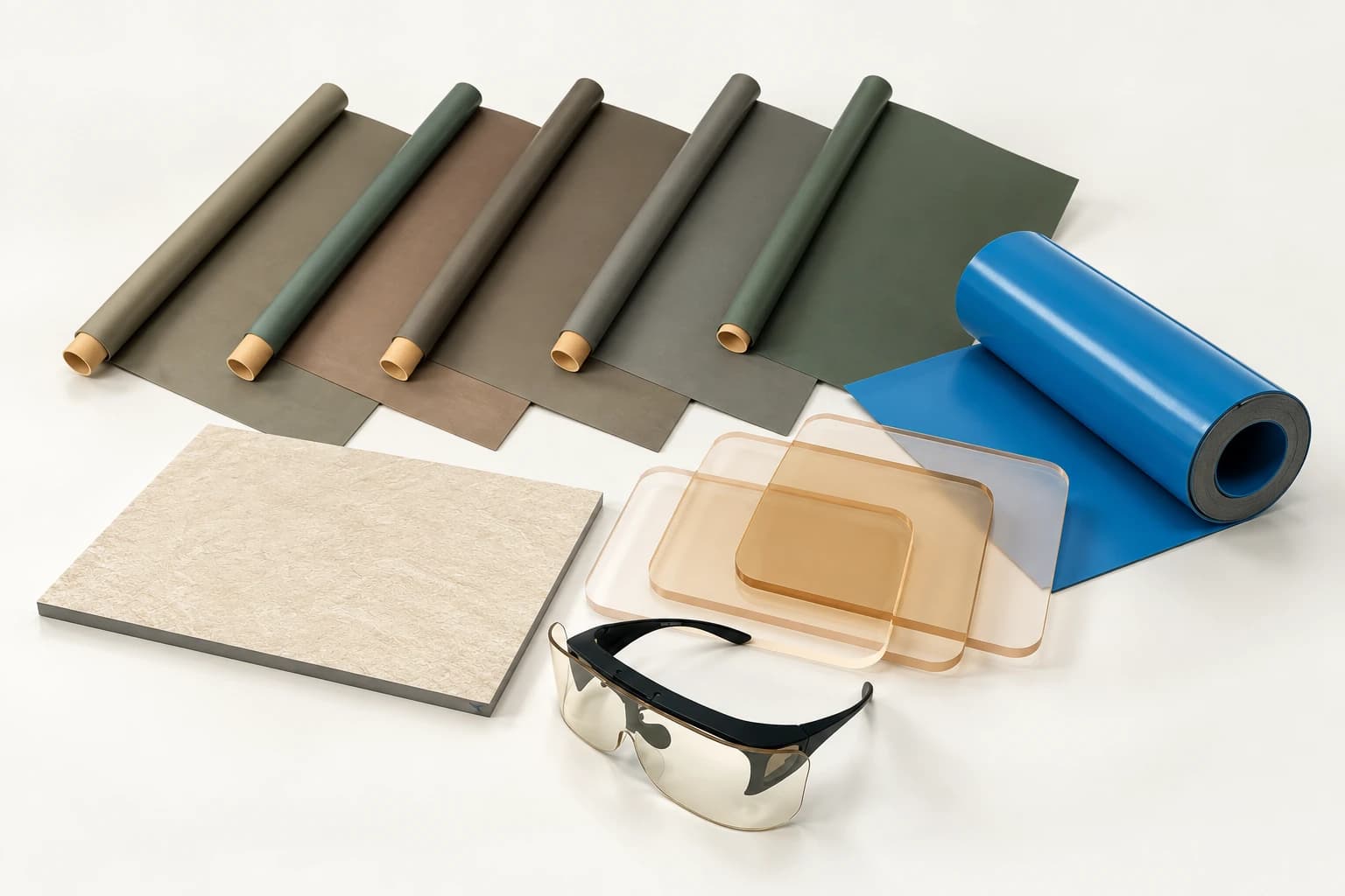 Rendering based on Radbar catalog products: shielding rolls, wall panel, lead acrylic and protective eyewear